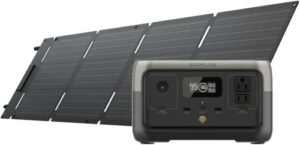 EF ECOFLOW Portable Power Station RIVER 2, 256Wh LiFePO4 Battery/ 1 Hour Fast Charging, 2 Up to 600W AC Outlets, Solar Generator (Solar Panel Optional) for Outdoor Camping/RVs/Home Use