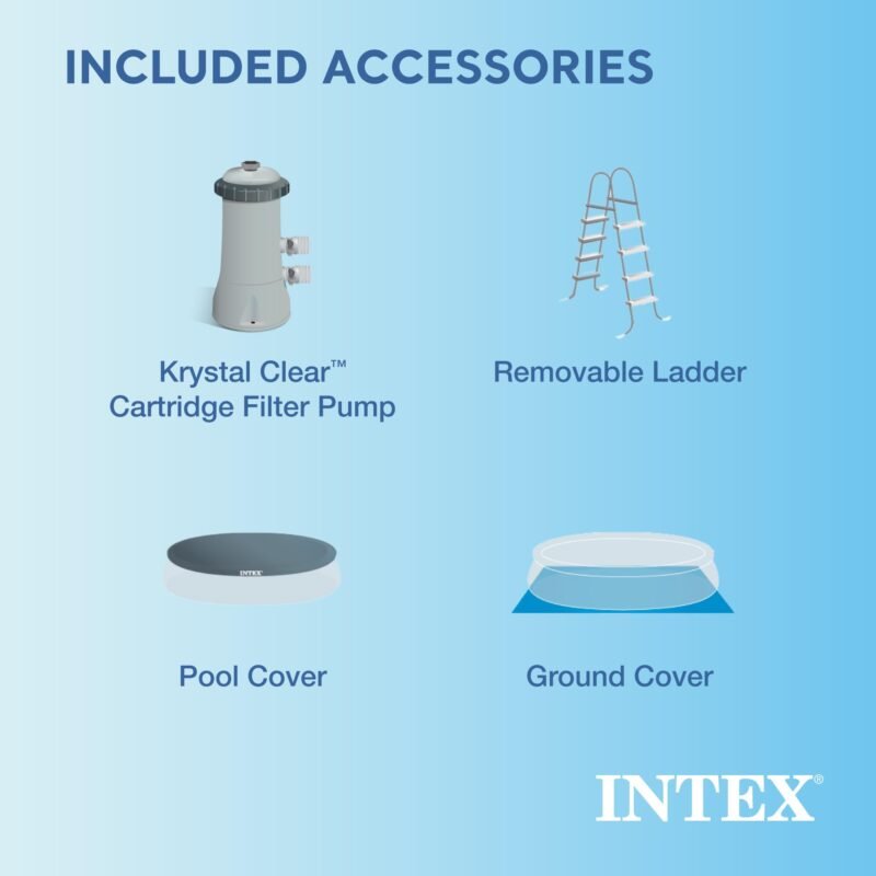 Intex 28167EH Easy Set Inflatable Pool Set – 15ft (4.57m) x 48in (122cm) Round Above Ground Pool with 1,000 GPH Pump, Ladder, Cover & Ground Cloth – 3,736 Gallon (14,141L) Capacity – 3-Ply PVC - Image 27