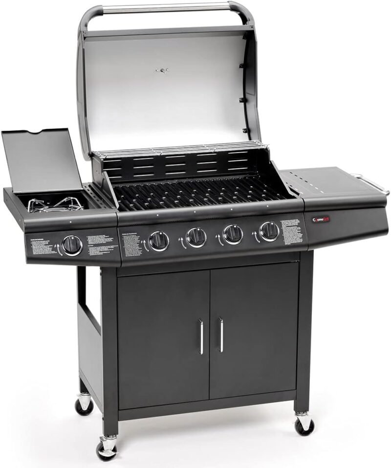 CosmoGrill Pro Deluxe 4+1 Gas Barbecue Grill – 5 Burner Outdoor BBQ with Side Burner, Warming Rack, Thermometer – Large Family Garden Grill (Model 93411) - Image 2