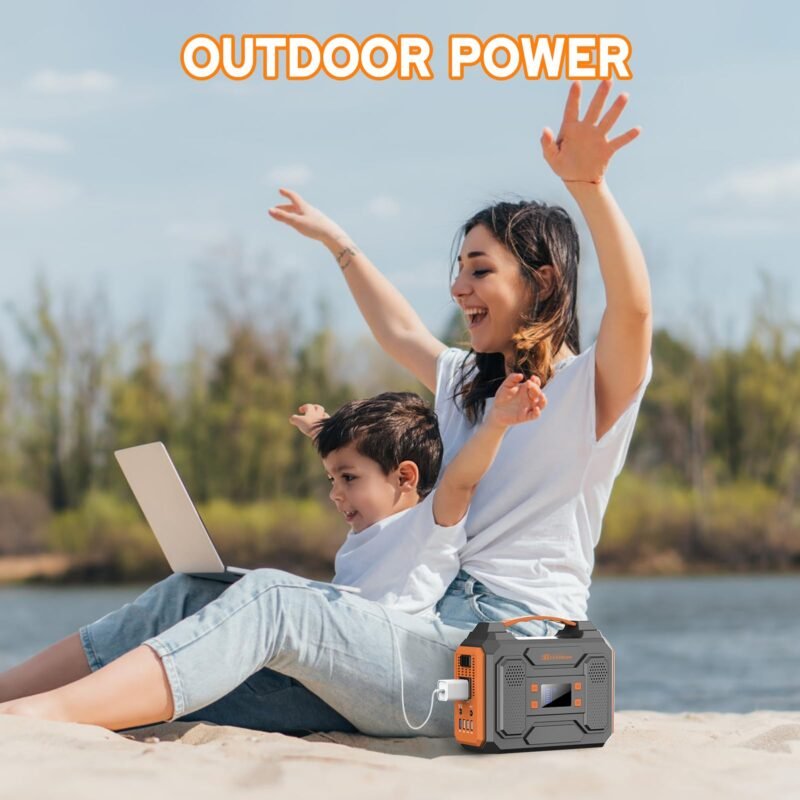 Portable Solar Generator, 300W Portable Power Station with Foldable 60W Solar Panel, 110V Pure Sine Wave 280Wh Lithium Battery Pack with USB DC AC Outlet for Home Use RV Van Outdoor Camping-Orange - Image 7