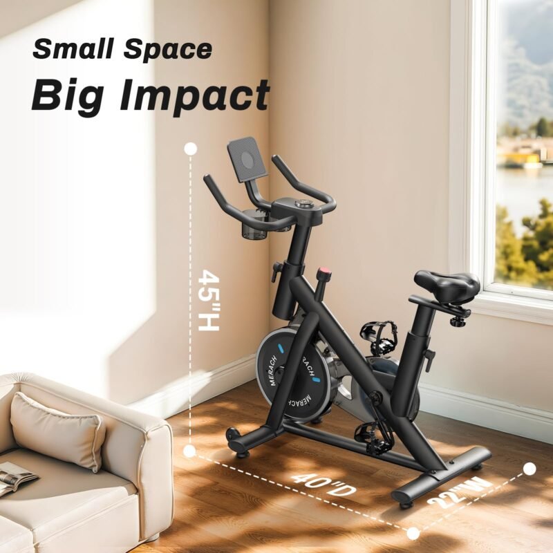 MERACH Exercise Bike, Brake Pad Stationary Bike with Exclusive App, Low Noise Indoor Cycling Bike with 300lbs Weight Capacity, Tablet Mount and Fitness Courses for Weight Loss - Image 30