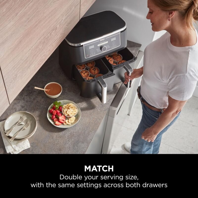 Ninja AF300UK Dual Zone Air Fryer - 7.6L, 2 Drawers, 6-in-1 Cooking, Energy Efficient, Oil-Free, Non-Stick, Dishwasher Safe, Black/Silver - Image 30