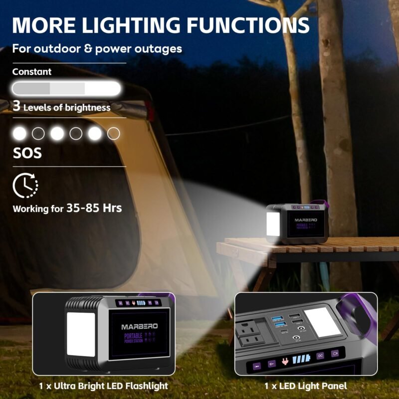 MARBERO Portable Power Station 88Wh Camping Lithium Battery Solar Generator Fast Charging with AC Outlet 120W Peak Power Bank(Solar Panel Optional) for Home Backup Outdoor Emergency RV Van Hunting - Image 71
