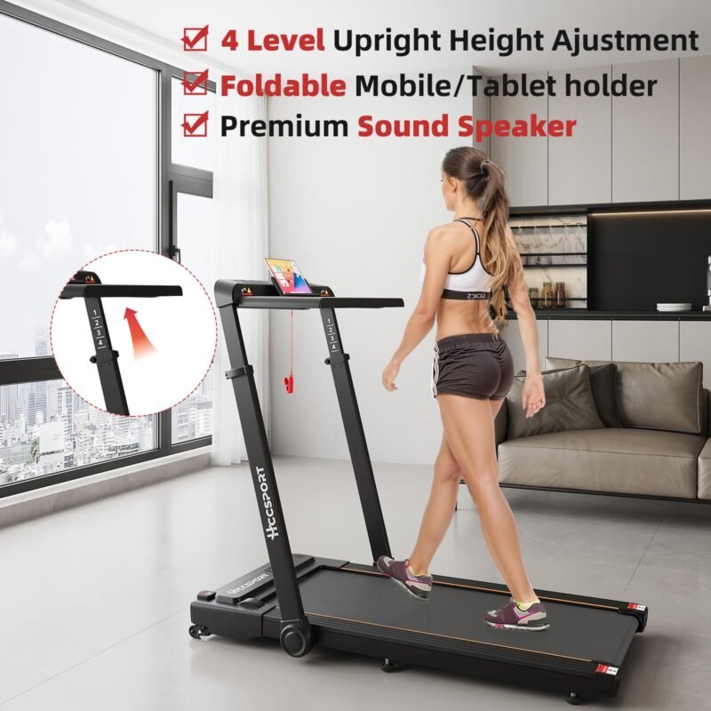 3 in 1 Under Desk Treadmill With Incline - Walking Pad With Removable Desk Workstation, 3.5HP Foldable Compact for Home Small Office - Wristband Remote Control - Image 4