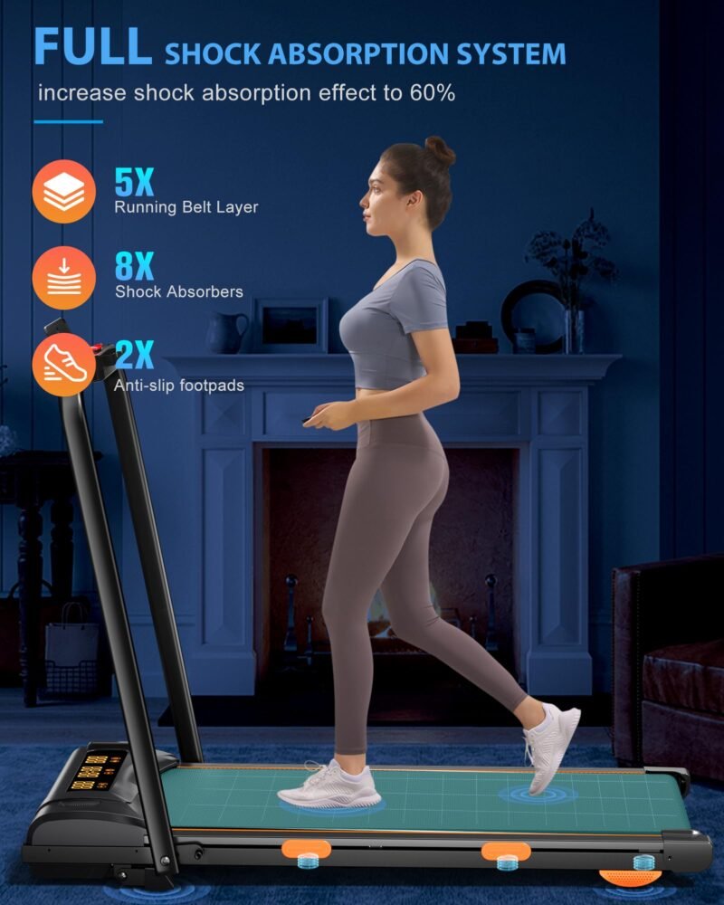 4.0/7.8MPH Walking Pad Treadmill with Folding Slope, Larger Screen Display Under Desk Treadmill 300 lb Capacity, Portable Treadmills for Small Spaces, Home, Work for Smart APP - Image 5