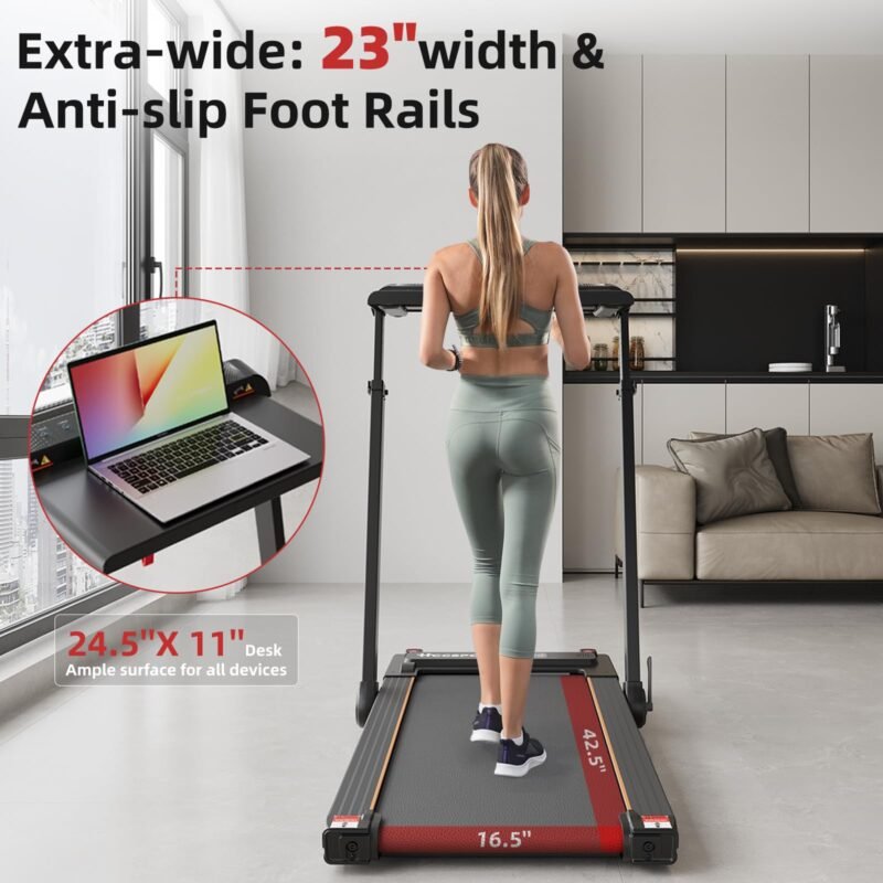 3 in 1 Under Desk Treadmill With Incline - Walking Pad With Removable Desk Workstation, 3.5HP Foldable Compact for Home Small Office - Wristband Remote Control - Image 9