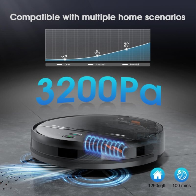 SHELIKI BR151 Robot Vacuum and Mop – 2-in-1 Smart Cleaner with 5500rpm Suction, WiFi/App/Alexa Control, Obstacle Avoidance, Quiet Mode, Ideal for Pet Hair, Hard Floors & Carpets - Image 2