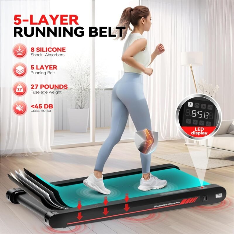 Sperax Walking Vibration Pad with APP, 3 in 1 Under Desk Treadmill, 2.5HP Low Noise Walking Treadmill Pad with Remote Control,Portable Treadmills for Home Office - Image 11