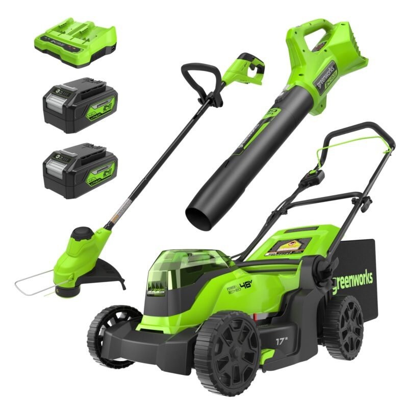 Greenworks 48V (2 x 24V) 17" Brushless Cordless (Push) Lawn Mower, (2) 4.0Ah Batteries and Dual Port Rapid Charger Included - Image 6