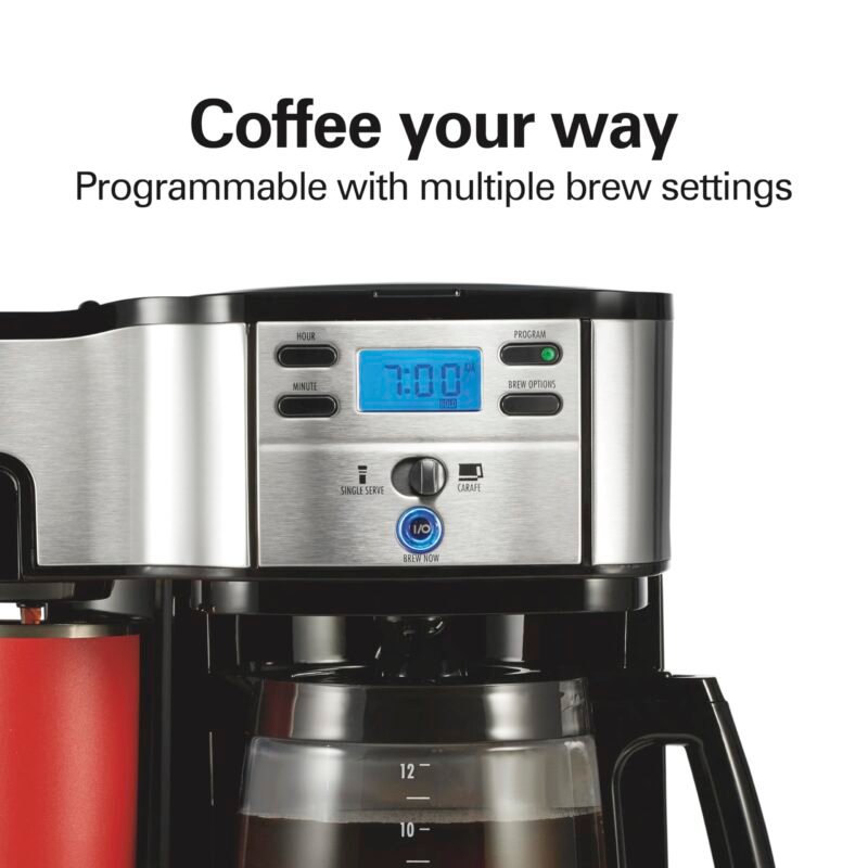 Hamilton Beach 2-Way Coffee Maker – 12-Cup Programmable Drip Machine & Single Serve Brewer, Auto Pause & Pour, Eco-Friendly, Dual Water Reservoirs, Black (49980R) - Image 7