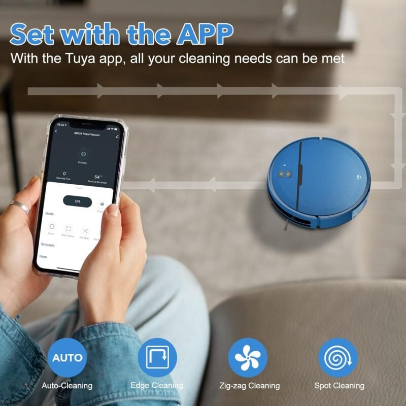 iMartine BR151 Robot Vacuum and Mop Combo – 2-in-1 Slim Robotic Cleaner with 2300Pa Suction, App/Voice/Remote Control, Self-Charging, Quiet Operation for Pet Hair, Hard Floors & Low Pile Carpet - Image 5