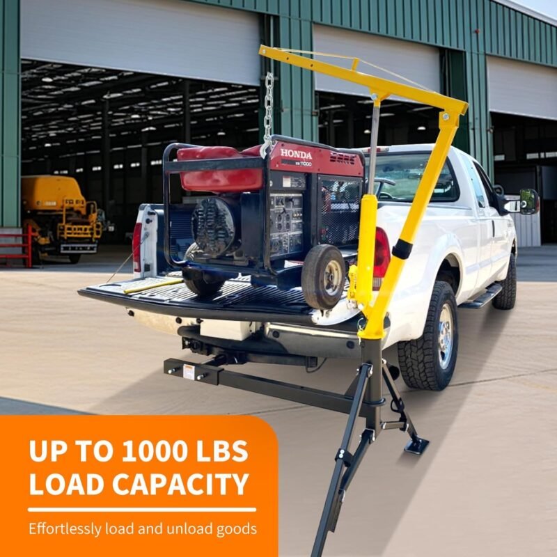 MAXXHAUL 70238 Hitch-Mounted Hydraulic Truck Crane – 1000 lb (454 kg) Capacity, Swivel Lift Arm, Adjustable Boom (500/750/1000 lb) - Image 6