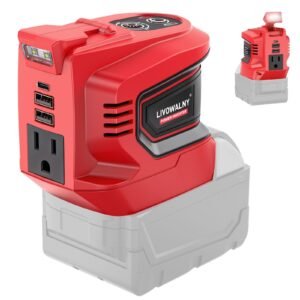 200W Power Inverter for Dewalt 20V, DC 20V to AC 110-120V Battery Inverter, Portable Power Station Generator, Charger Adapter Battery Powered Outlet with 2 USB Ports & 1 Type-C & 1 AC Outlet