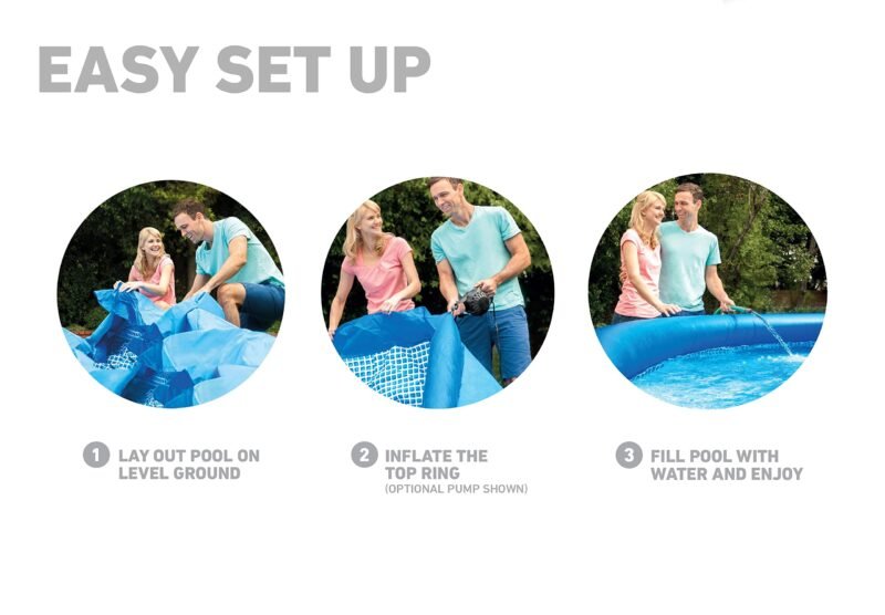 Intex 28167EH Easy Set Inflatable Pool Set – 15ft (4.57m) x 48in (122cm) Round Above Ground Pool with 1,000 GPH Pump, Ladder, Cover & Ground Cloth – 3,736 Gallon (14,141L) Capacity – 3-Ply PVC - Image 68