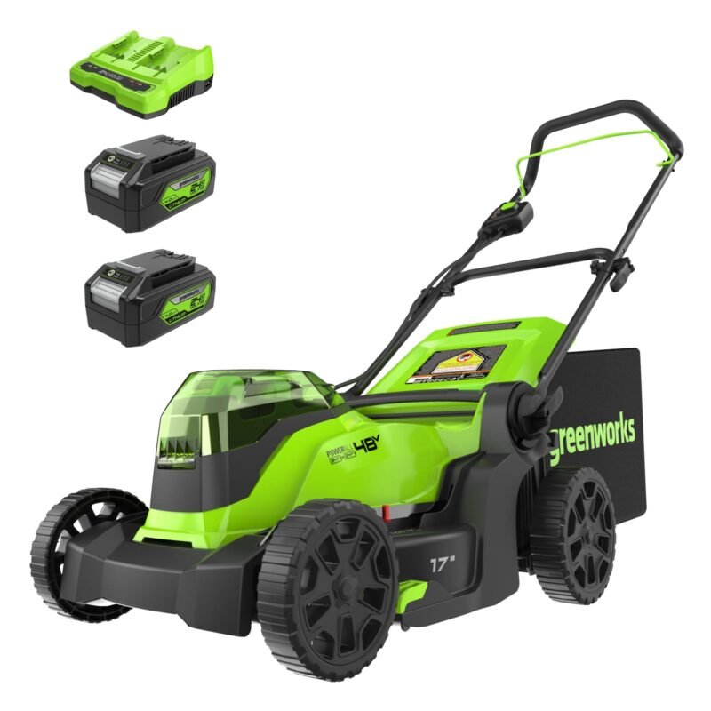 Greenworks 48V (2 x 24V) 17" Brushless Cordless (Push) Lawn Mower, (2) 4.0Ah Batteries and Dual Port Rapid Charger Included - Image 3