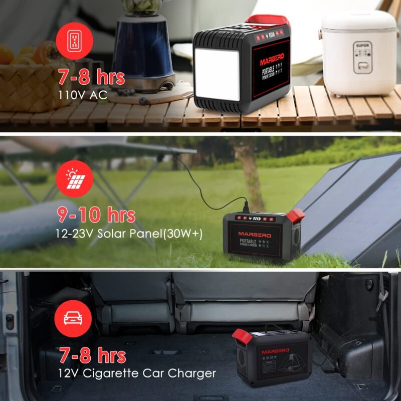 MARBERO Portable Power Station 88Wh Camping Lithium Battery Solar Generator Fast Charging with AC Outlet 120W Peak Power Bank(Solar Panel Optional) for Home Backup Outdoor Emergency RV Van Hunting - Image 13