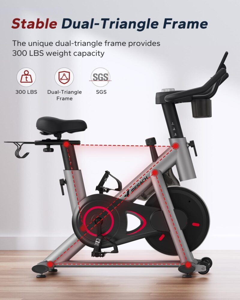 MERACH Exercise Bike, Brake Pad Stationary Bike with Exclusive App, Low Noise Indoor Cycling Bike with 300lbs Weight Capacity, Tablet Mount and Fitness Courses for Weight Loss - Image 20