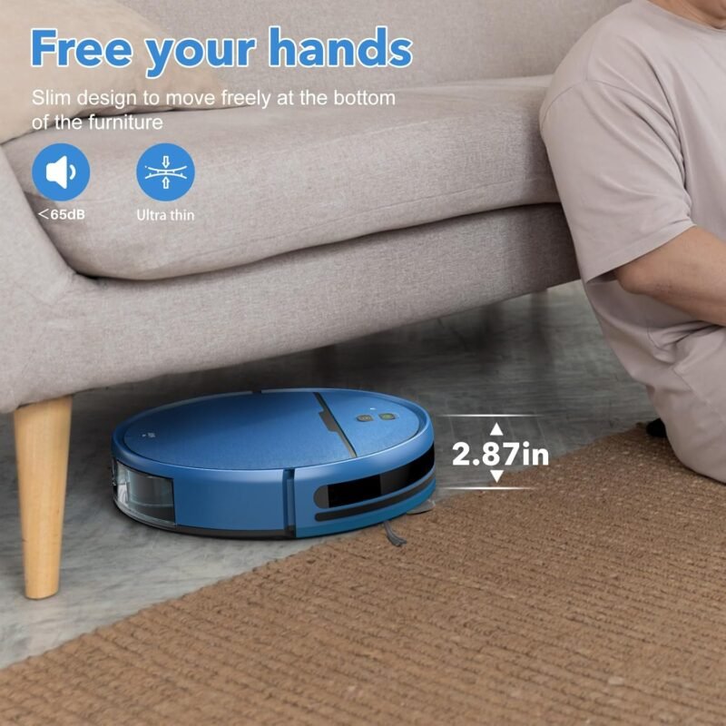 iMartine BR151 Robot Vacuum and Mop Combo – 2-in-1 Slim Robotic Cleaner with 2300Pa Suction, App/Voice/Remote Control, Self-Charging, Quiet Operation for Pet Hair, Hard Floors & Low Pile Carpet - Image 4