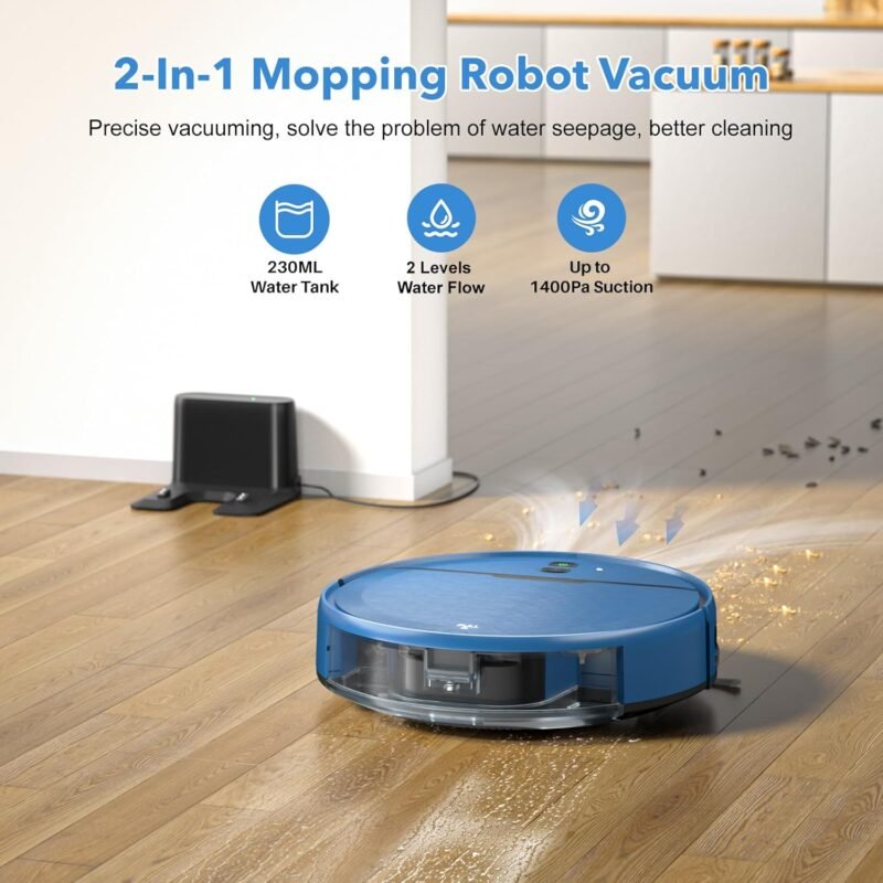 iMartine BR151 Robot Vacuum and Mop Combo – 2-in-1 Slim Robotic Cleaner with 2300Pa Suction, App/Voice/Remote Control, Self-Charging, Quiet Operation for Pet Hair, Hard Floors & Low Pile Carpet - Image 2