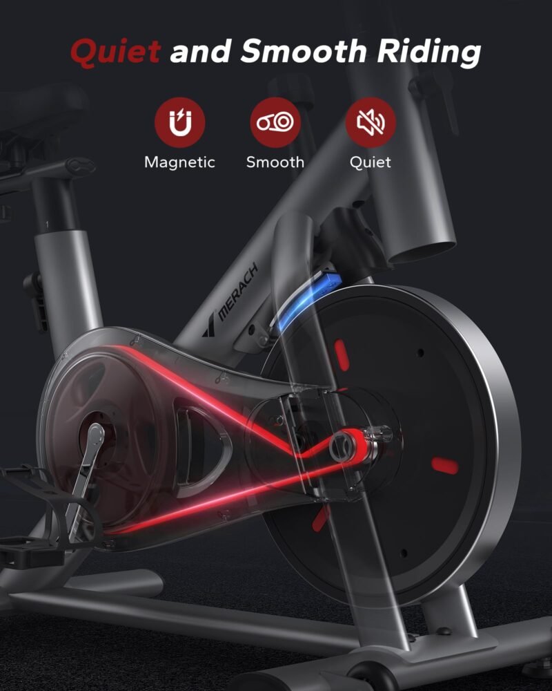 MERACH Exercise Bike, Brake Pad Stationary Bike with Exclusive App, Low Noise Indoor Cycling Bike with 300lbs Weight Capacity, Tablet Mount and Fitness Courses for Weight Loss - Image 21
