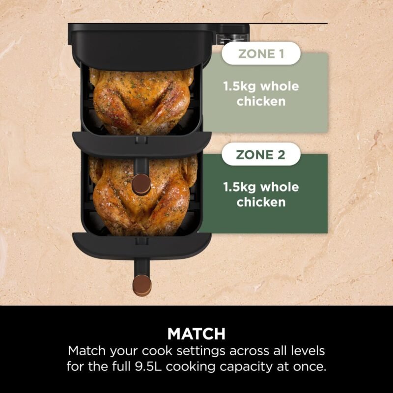 Ninja SL300UK Double Stack Air Fryer - Vertical Dual Zone, 7.6L, 2 Drawers & Racks, 6 Cooking Functions, Space Saving Design, Black - Image 10