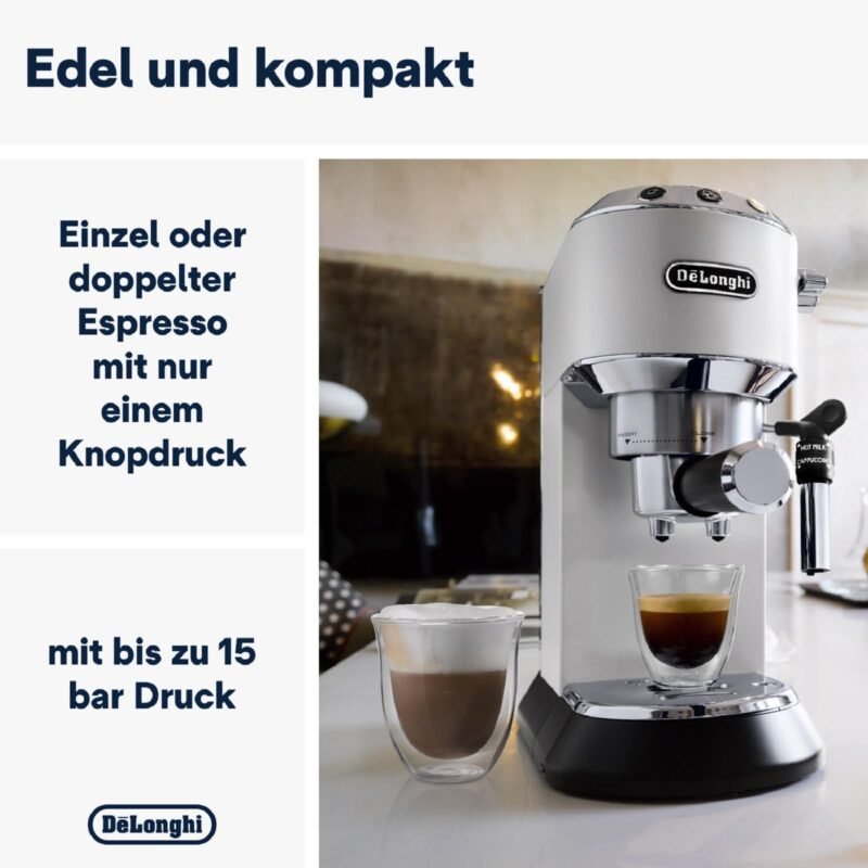 De'Longhi Dedica Style EC685.M Espresso Machine – Slim 15 cm Design, Milk Frother, 15-Bar Pressure, 1L Water Tank, Compatible with Ground Coffee & ESE Pods, Stainless Steel - Image 62
