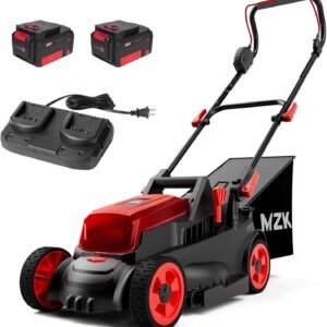 MZK 40V(2 x 20V) 13”Cordless Electric Lawn Mower,with 4-Position Height Adjustment,Compact and Lightweight Push Battery Powered Lawn Mower (2 * 4AH Batteries)
