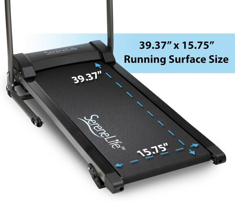 SereneLife Electric Folding Treadmill Exercise Machine - Smart Compact Digital Fitness Treadmill Workout Trainer w/Bluetooth App Sync, Manual Incline Adjustment, for Walking, Running, Gym - Image 23