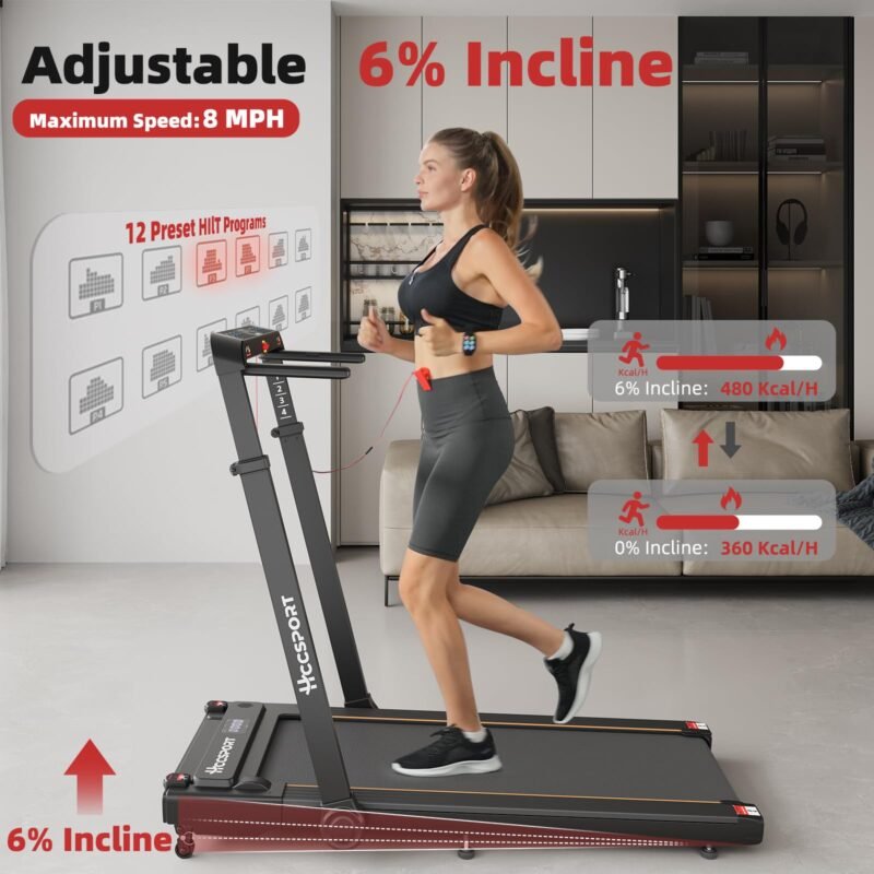 3 in 1 Under Desk Treadmill With Incline - Walking Pad With Removable Desk Workstation, 3.5HP Foldable Compact for Home Small Office - Wristband Remote Control - Image 5