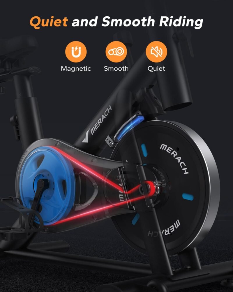 MERACH Exercise Bike, Brake Pad Stationary Bike with Exclusive App, Low Noise Indoor Cycling Bike with 300lbs Weight Capacity, Tablet Mount and Fitness Courses for Weight Loss - Image 15
