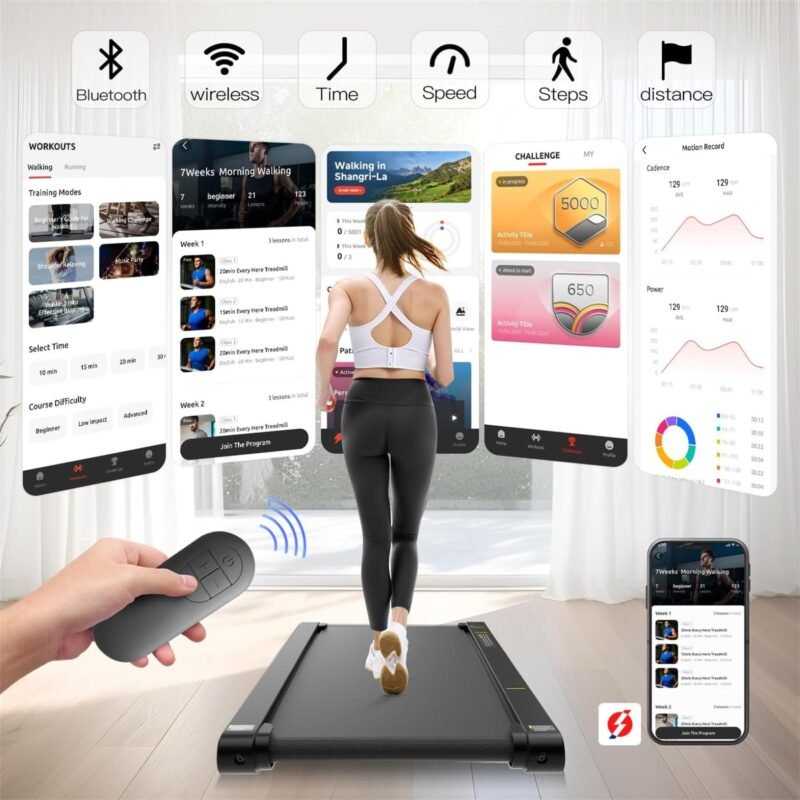 Sperax Walking Vibration Pad with APP, 3 in 1 Under Desk Treadmill, 2.5HP Low Noise Walking Treadmill Pad with Remote Control,Portable Treadmills for Home Office - Image 6