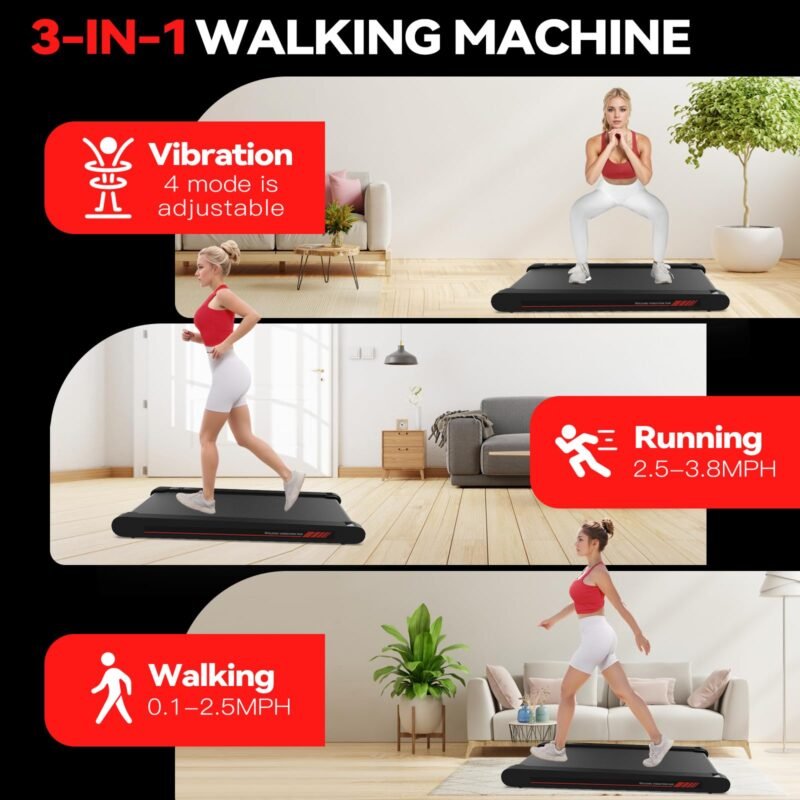 Sperax Walking Vibration Pad with APP, 3 in 1 Under Desk Treadmill, 2.5HP Low Noise Walking Treadmill Pad with Remote Control,Portable Treadmills for Home Office - Image 7