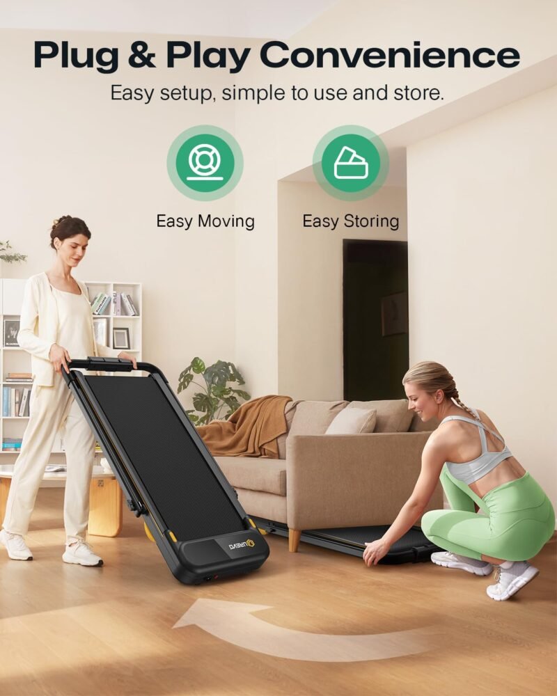 UREVO Smart 2-in-1 Folding Treadmill, Compact Walking Pad with Safety Handle, Plug and Play, Dual LED Display, Workout APP, Walking or Running for Home Office, Remote Included - Image 16