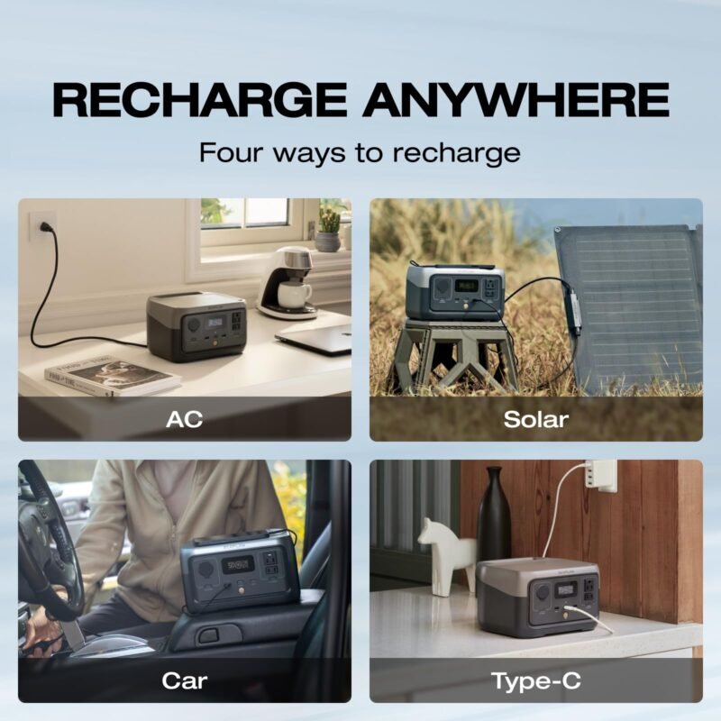 EF ECOFLOW Portable Power Station RIVER 2, 256Wh LiFePO4 Battery/ 1 Hour Fast Charging, 2 Up to 600W AC Outlets, Solar Generator (Solar Panel Optional) for Outdoor Camping/RVs/Home Use - Image 24