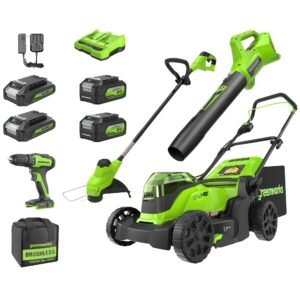 Greenworks 48V (2 x 24V) 17" Brushless Cordless (Push) Lawn Mower, (2) 4.0Ah Batteries and Dual Port Rapid Charger Included