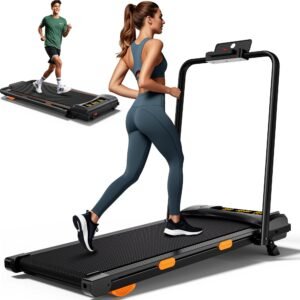 4.0/7.8MPH Walking Pad Treadmill with Folding Slope, Larger Screen Display Under Desk Treadmill 300 lb Capacity, Portable Treadmills for Small Spaces, Home, Work for Smart APP