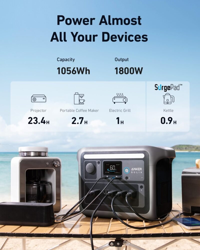 Anker SOLIX C1000 Portable Power Station, 1800W (Peak 2400W) Solar Generator, Full Charge in 58 Min, 1056wh LiFePO4 Battery for Home Backup, Power Outages, and Outdoor Camping (Optional Solar Panel) - Image 16