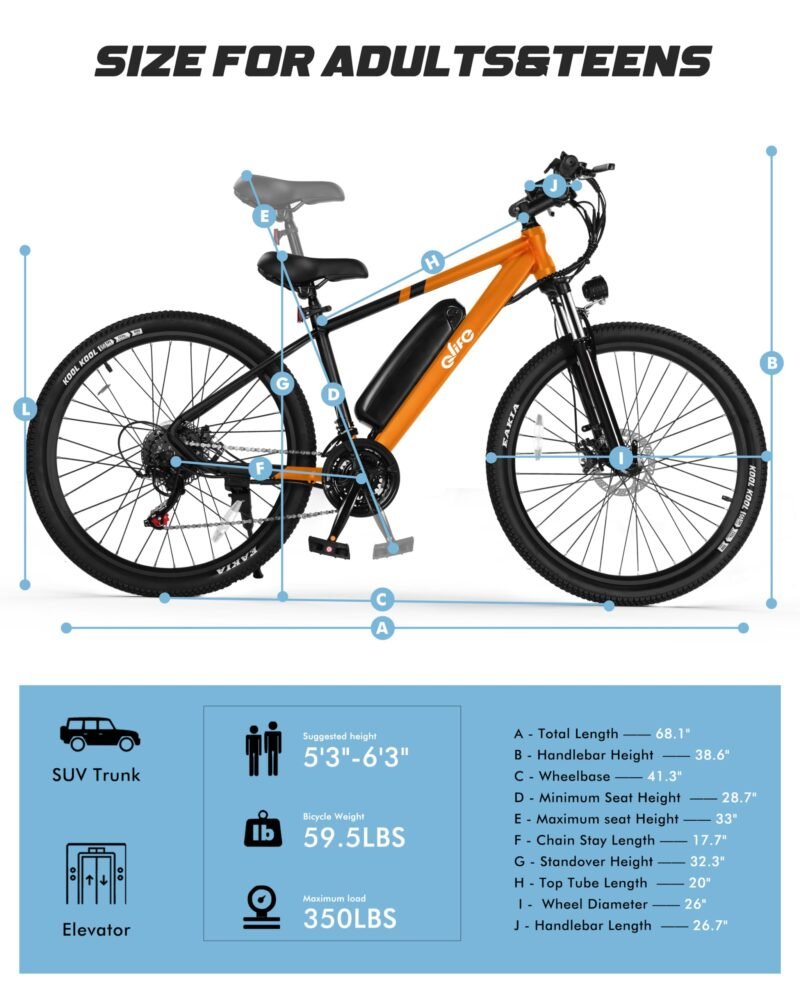 Racer Electric Bike for Adults - 21-Speed Mountain Lightweight Ebike with Peak 750W 22MPH Brushless Motor, 375Wh Removable Battery, 26X2.1 Tire Step Over E-MTB, Up to 40 Miles - Image 73