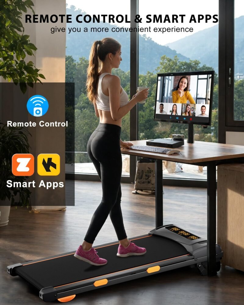 4.0/7.8MPH Walking Pad Treadmill with Folding Slope, Larger Screen Display Under Desk Treadmill 300 lb Capacity, Portable Treadmills for Small Spaces, Home, Work for Smart APP - Image 10