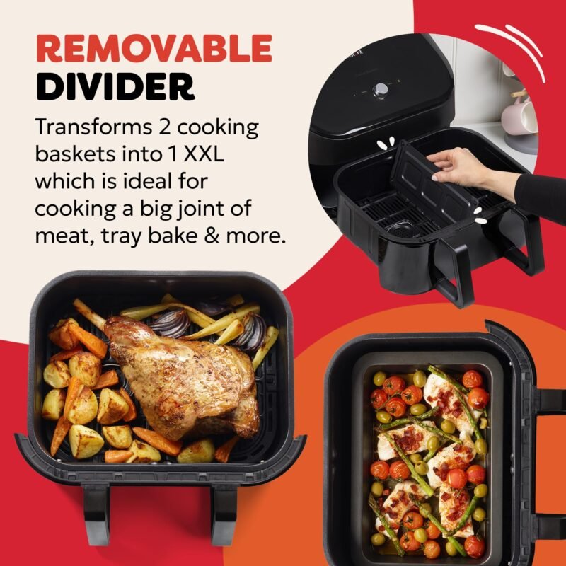 Instant Pot VersaZone Dual Air Fryer 8.5L – Double Basket with Divider, 8-in-1 Smart Cooking, Energy Saving, Easy Clean, Black Stainless Steel - Image 24