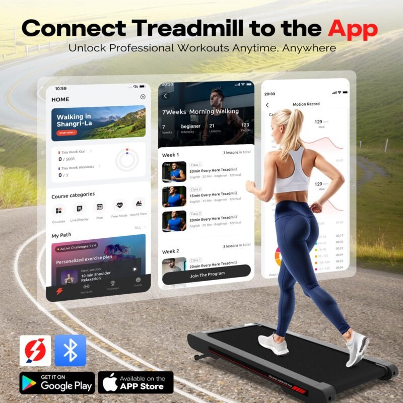 Sperax Walking Vibration Pad with APP, 3 in 1 Under Desk Treadmill, 2.5HP Low Noise Walking Treadmill Pad with Remote Control,Portable Treadmills for Home Office - Image 27