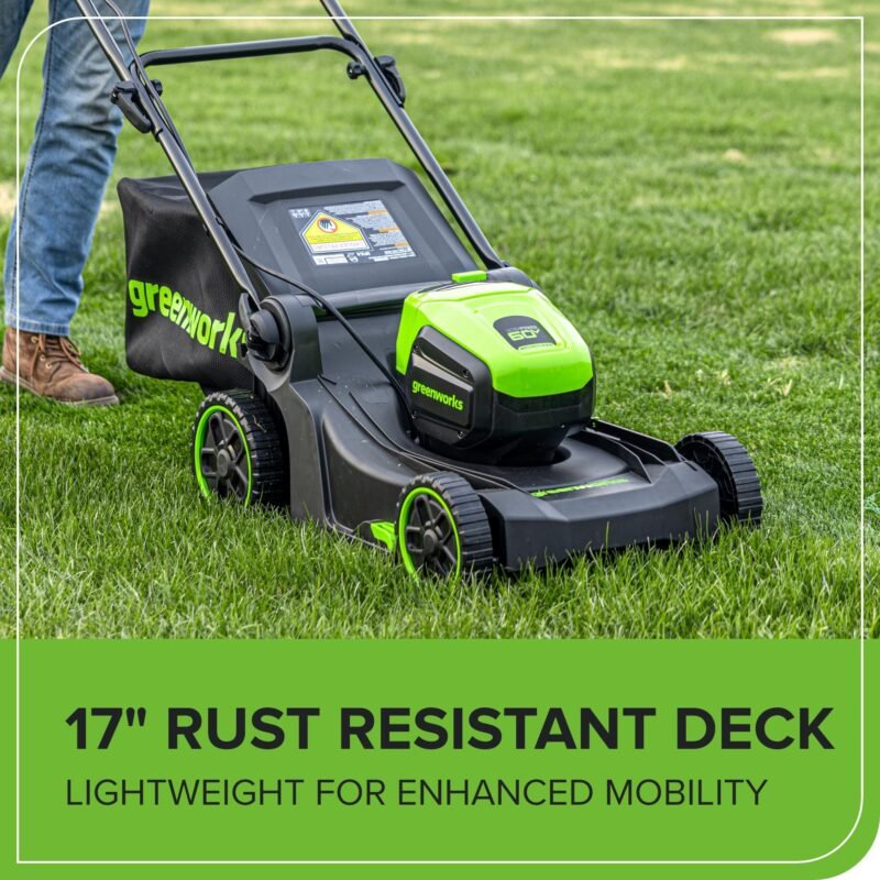 Greenworks 60V 17" Brushless (Push) Lawn Mower, 4.0Ah Battery and 3A Charger - Image 48