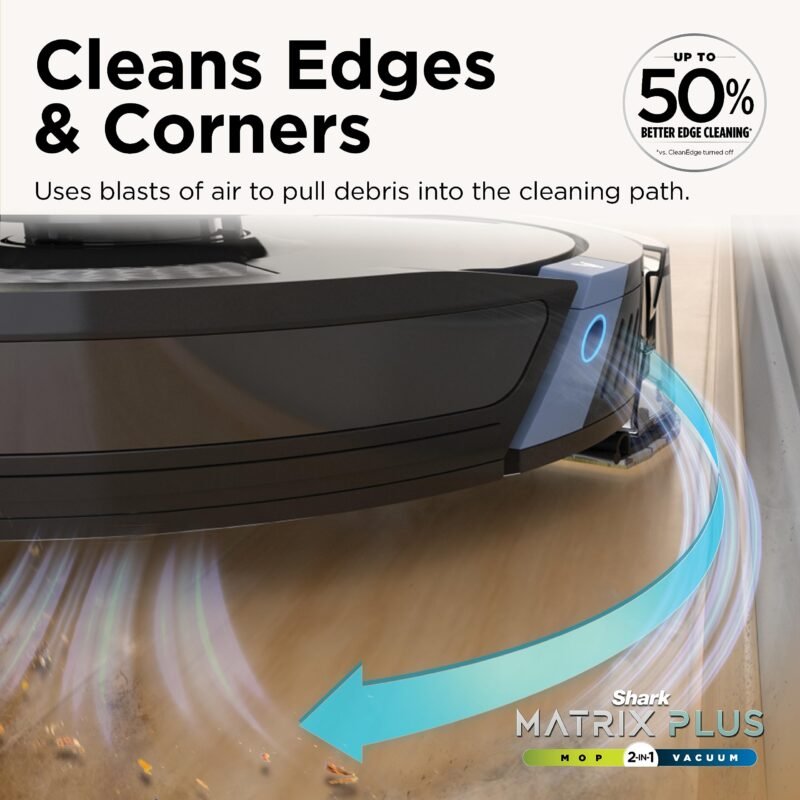 Shark Matrix Plus 2-in-1 Robot Vacuum & Mop with Sonic Mopping, Matrix Clean Navigation, Self-Empty HEPA Base, Precision Mapping, CleanEdge Technology, Pet Hair Removal, WiFi/App Control, RV2610WA - Image 13