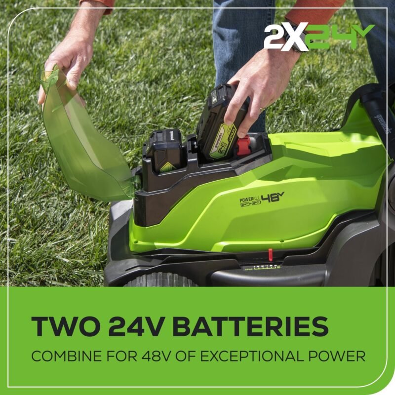 Greenworks 48V (2 x 24V) 17" Brushless Cordless (Push) Lawn Mower, (2) 4.0Ah Batteries and Dual Port Rapid Charger Included - Image 34