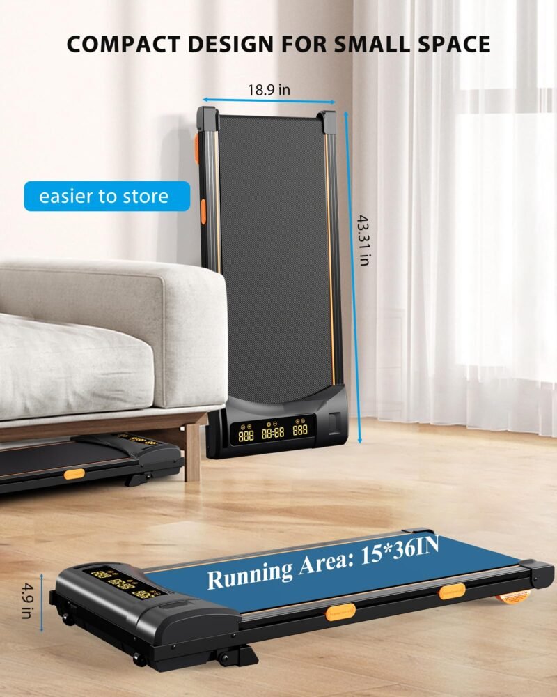 4.0/7.8MPH Walking Pad Treadmill with Folding Slope, Larger Screen Display Under Desk Treadmill 300 lb Capacity, Portable Treadmills for Small Spaces, Home, Work for Smart APP - Image 14