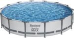 Bestway Steel Pro MAX 12ft (3.66m) x 30in (76cm) Round Above Ground Swimming Pool Set with Filter Pump – 6,473L Capacity – Durable Metal Frame Family Outdoor Pool – Gray