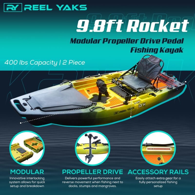 Rocket Modular Fishing Kayak - 9.8ft Lightweight, Sit On Top Kayak for Adults & Youth - Stable & Portable, Ideal Space-Saving Design for Travel - 400 lbs Capacity - Image 8