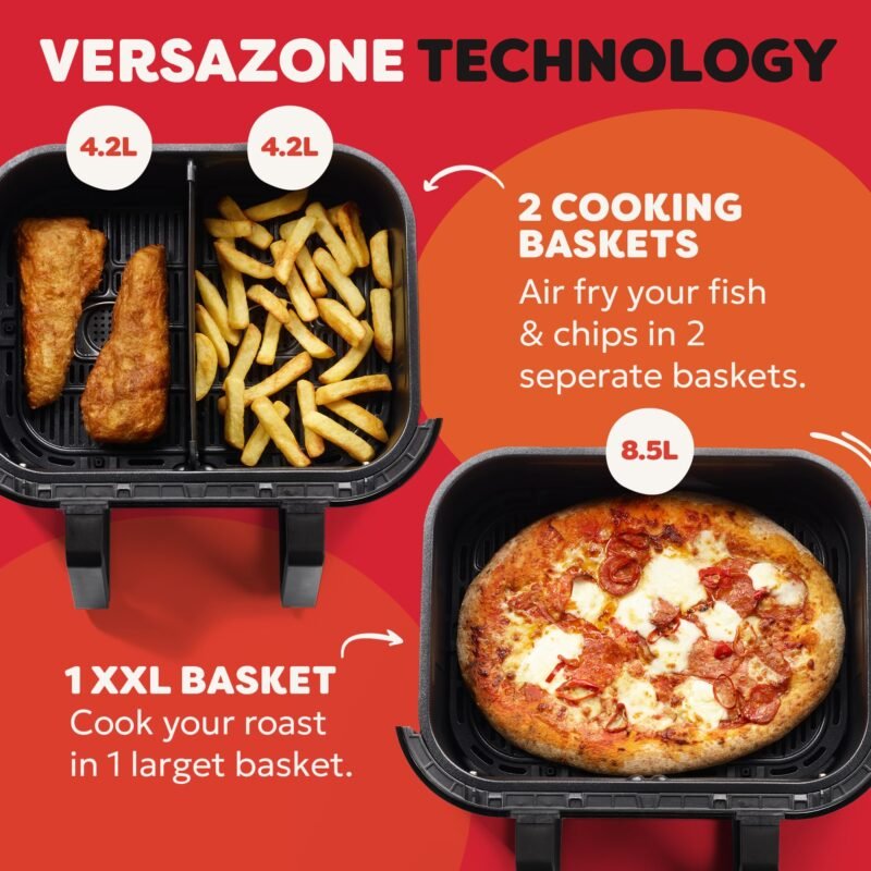 Instant Pot VersaZone Dual Air Fryer 8.5L – Double Basket with Divider, 8-in-1 Smart Cooking, Energy Saving, Easy Clean, Black Stainless Steel - Image 27
