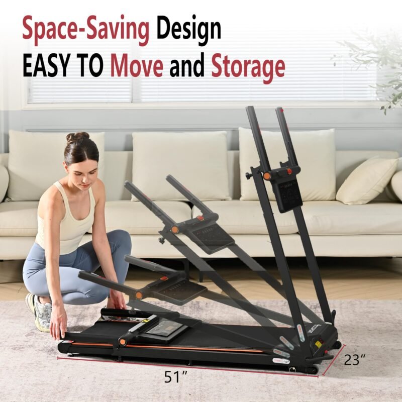 3 in 1 Under Desk Treadmill With Incline - Walking Pad With Removable Desk Workstation, 3.5HP Foldable Compact for Home Small Office - Wristband Remote Control - Image 15