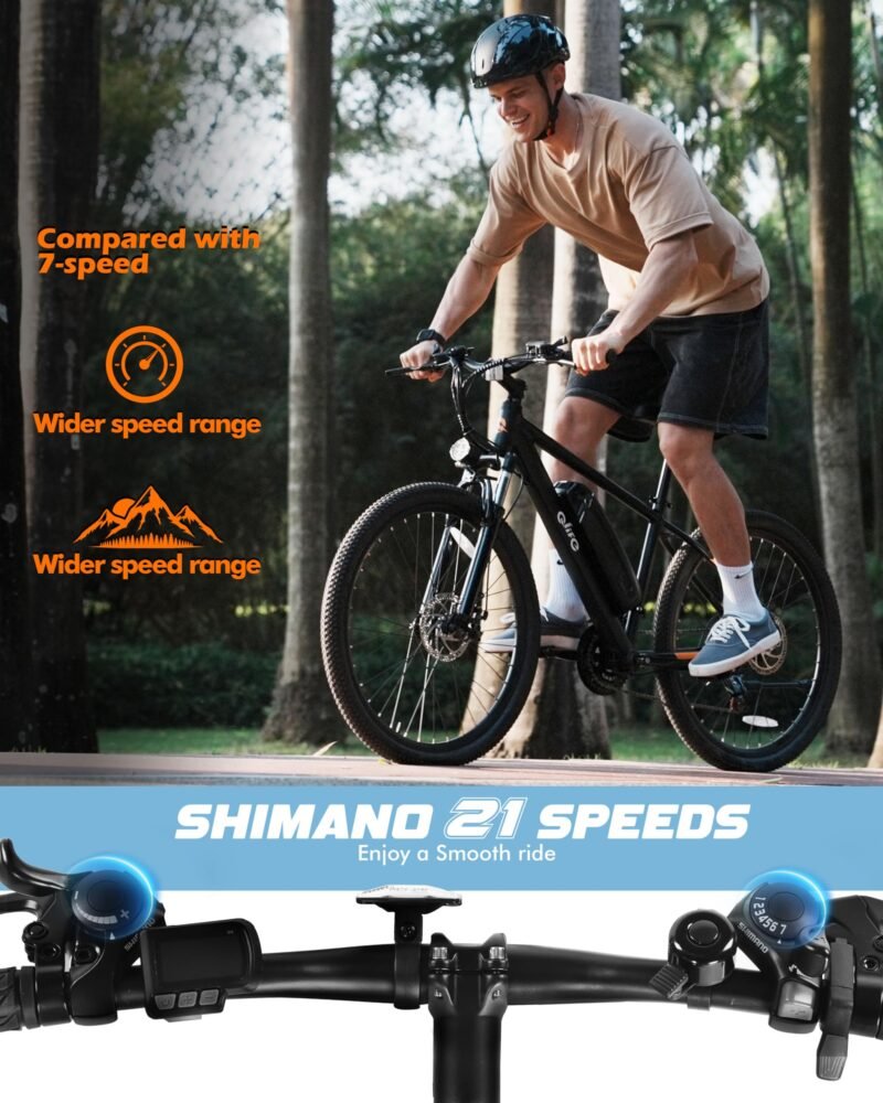 Racer Electric Bike for Adults - 21-Speed Mountain Lightweight Ebike with Peak 750W 22MPH Brushless Motor, 375Wh Removable Battery, 26X2.1 Tire Step Over E-MTB, Up to 40 Miles - Image 34